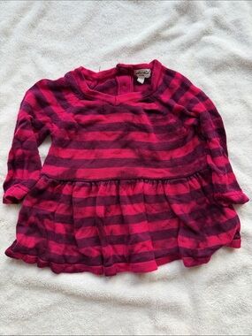 Splendid Fuchsia & Magenta Striped Long-Sleeve Peplum Top
